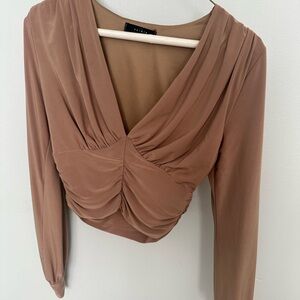 Elegant Brown Long Sleeve Top